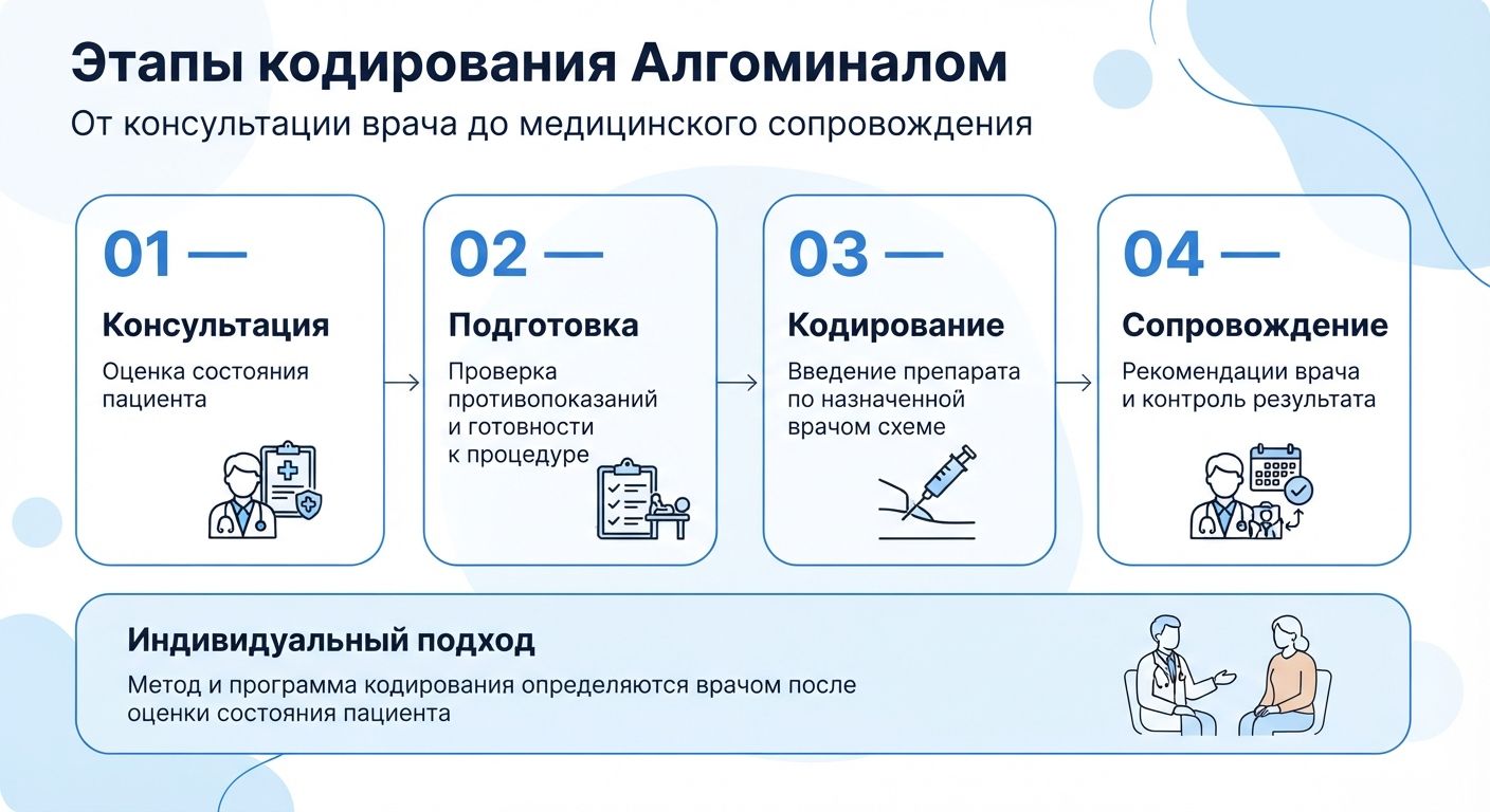 Кодирование препаратом «Алгоминал» в Северске инфографика